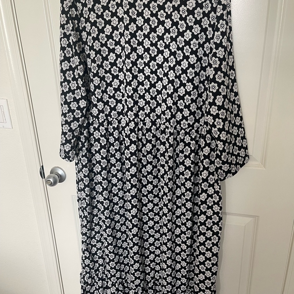 Floral Black and White Dress